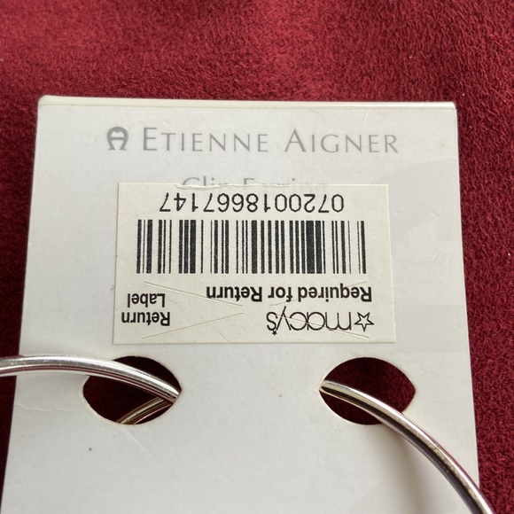 NEW ETIENNE AIGNER Large Hoop Clip Earrings Silver Tone - Picture 3 of 7